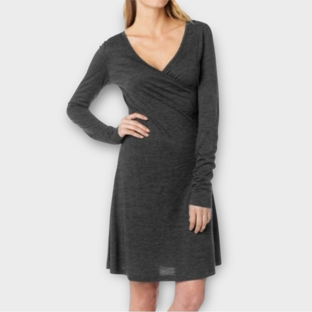 Prana‎ Nadia Faux Wrap Knit Dress in Grey/Green Women's Size S